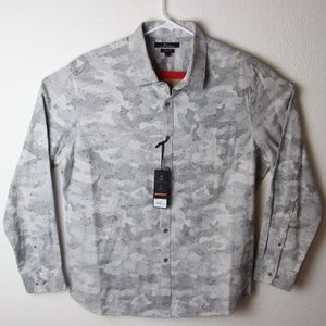 Gray Urban Camo Button Down Long Sleeve Flannel